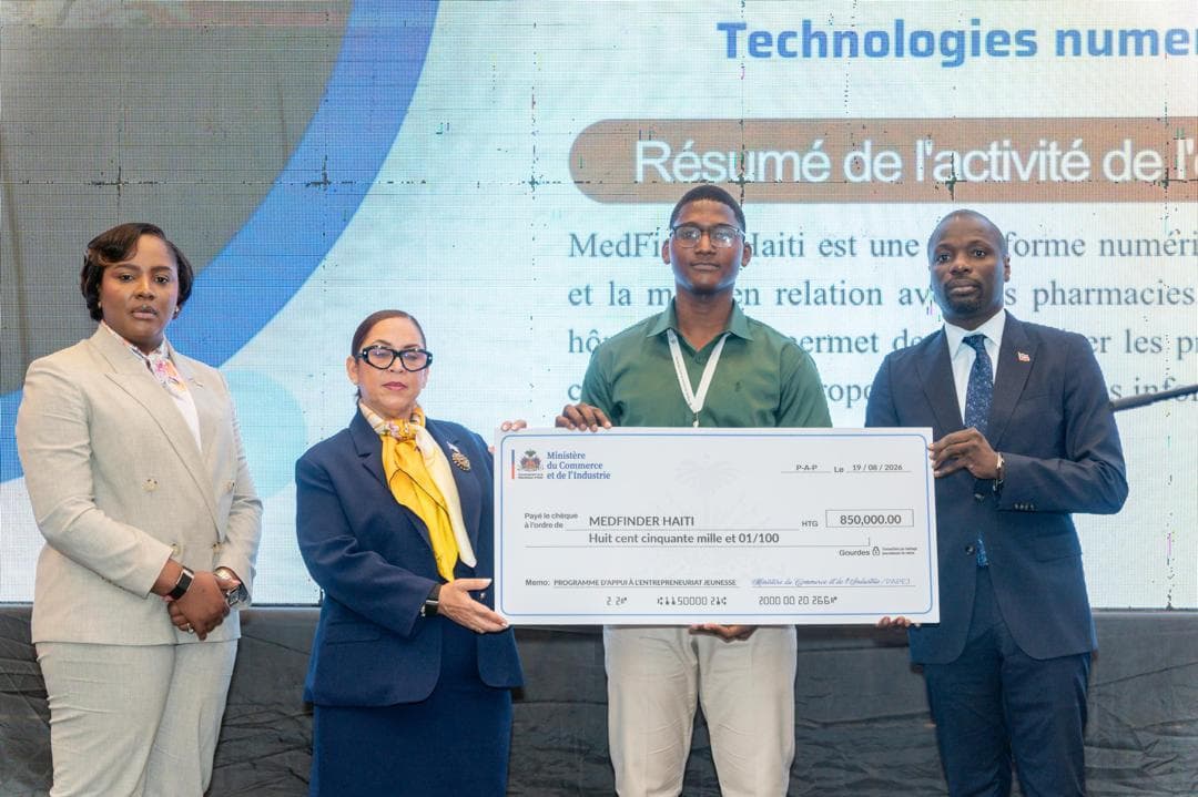 Remise officielle du financement PAPEJ à MedFinder Haiti le 19 août 2026